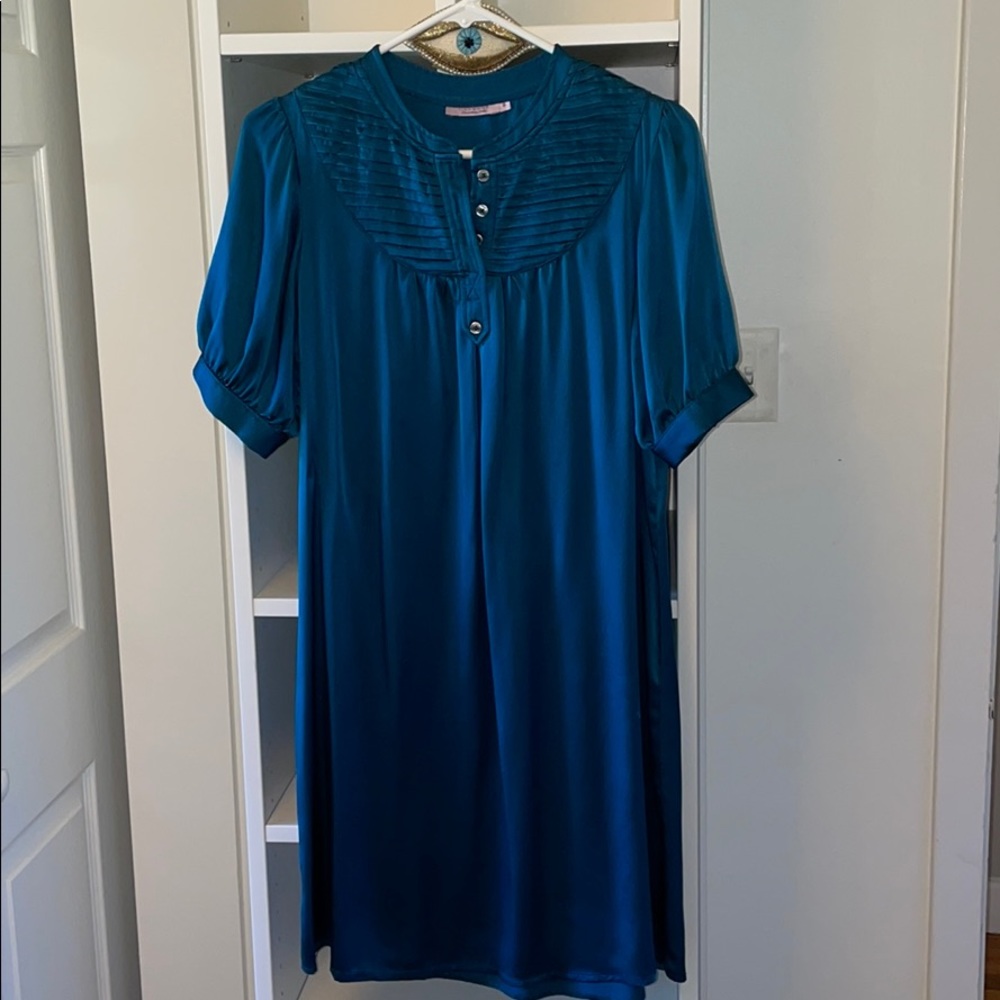 Calypso dark turquoise silk dress. Size S.